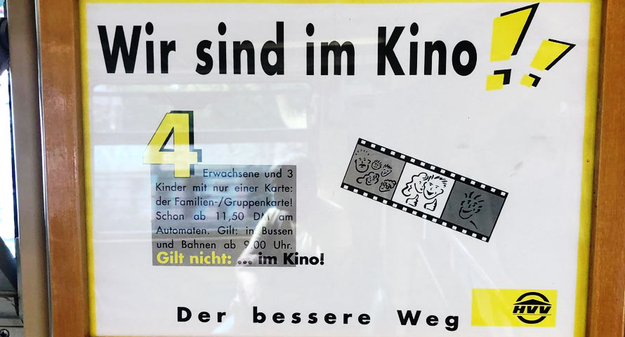 Altes HVV-Plakat für Kombi-Ticket samt Kinobesuch
